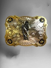 Saint Jude Western Style Cowboy Belt Buckle Hebilla Vaquera Con San Judas