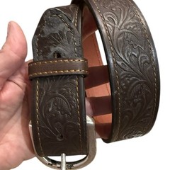 Ariat Men’s Size 36 Brown Tooled Leather Belt with Silver Buckle