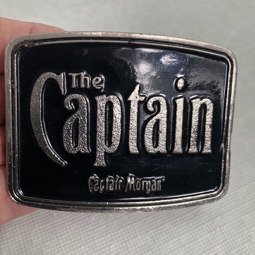 Captain Morgan Belt Buckle Alcohol Theme Black and Chrome READ