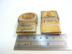 Vintage Cartier 2C & Gucci GG Men&rsquo;s Unisex Clothing Belt Buckle 2pcs set