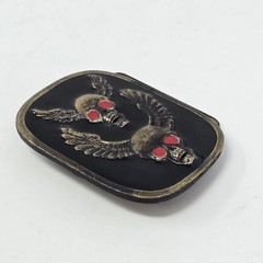 Craftmaster Industires Double Skull With Wings & red Eyes Belt Buckle Metal