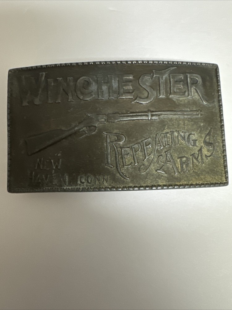 Vintage Winchester Repeating Arms New Haven Brass Belt Buckle