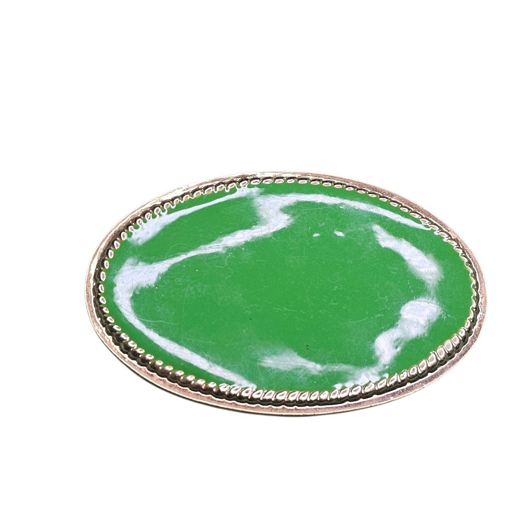 Green Enamel Oval Men&rsquo;s Belt Buckle Gold Tone FORNASH
