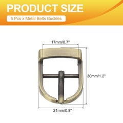5 Pcs 0.7 Inch Adjustable Single Prong Buckle Belt Buckle, Bronze