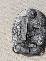 vintage MONTANA belt buckle ELK heavy pewter WESTERN train FLY FISHING siskiyou