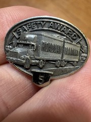 Roadway Transport 5 Years Safe Driver Safety Award Label Tie Pin Silver Color