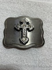JK Trading Men&rsquo;s Silver Metal 3d Cross Antique Celtic Church Belt Buckle