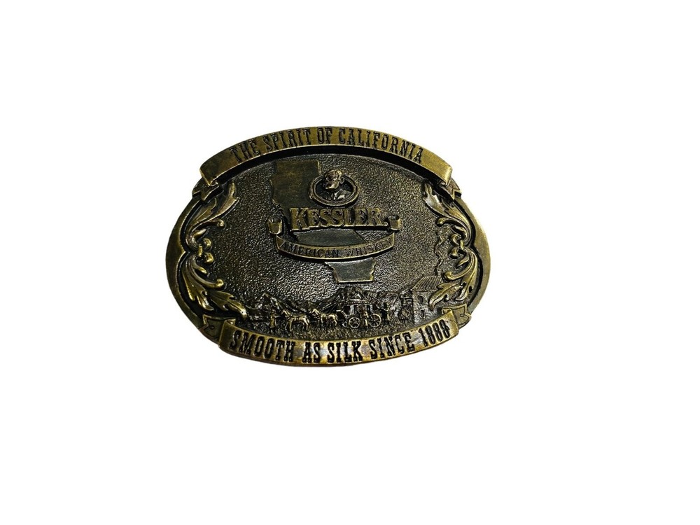 Vintage 1993 Kessler American Whiskey Smooth As Silk Collectable belt buckle