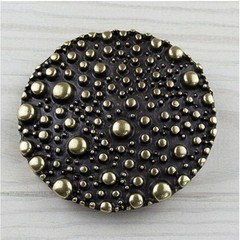 Vintage Yellow Studded Round Belt Buckle – Boho Retro Metal Buckle