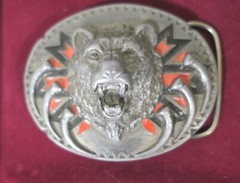 Vintage 1991 Siskiyou Pewter Native American Grizzly Bear Head Claws Belt Buckle