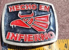 Hecho en INFIERNO Mexico Belt Buckle New Mexican Men Women Red MetWestern