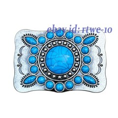 Vintage Belt Buckle Western Cowboy Alloy Bohemian Turquoise Pattern Rock Style