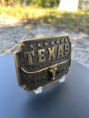 Vintage Bronze Texas Longhorn Belt Buckle – Est. 1836 Commemorative Edition