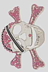 Skull Belt Buckles Crossbones Bandana Halloween Pirate Costume Bling Hot Pink