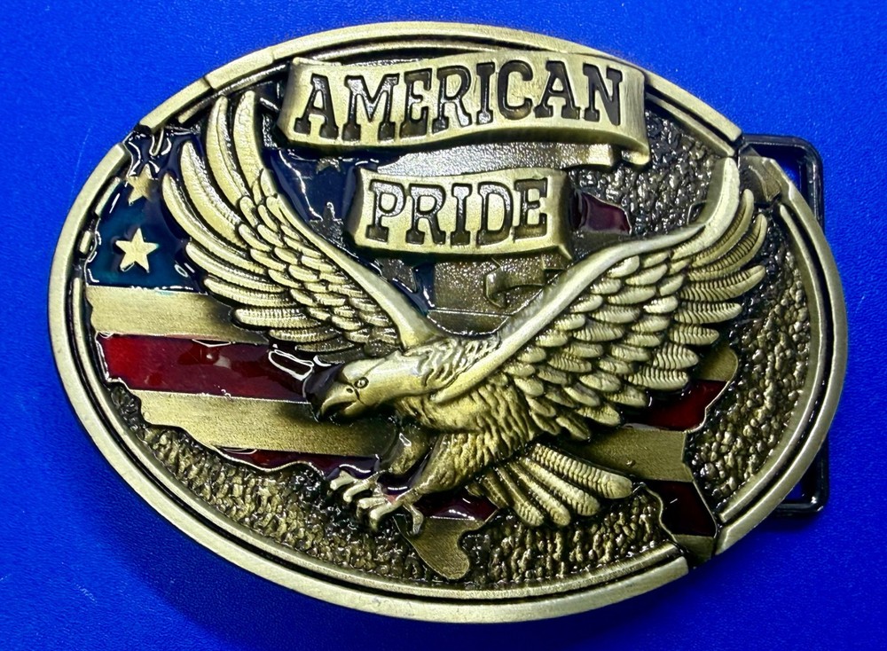 American Pride USA Bald Eagle Majestic Flying Hunting Country Flag Belt Buckle
