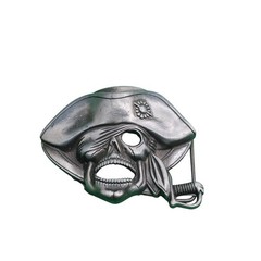 Skull Pirate Belt Buckle Black Metal Sword Design