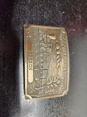 Silver City Mining Company Belt Buckle Bronze Tone 3&Prime;x2&Prime; Train Oregon Engraved