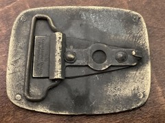vintage belt buckle CB-10-2 CB radio trucker theme, Oden Leather Design, 1976
