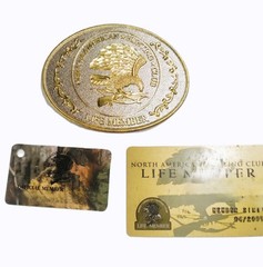 NORTH AMERICAN HUNTING CLUB Belt Buckle Gold & Silver Tone Eagle Bow Arrow Rifle