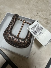 Ariat Men&rsquo;s Western Floral Engraved Belt Buckle Antique Bronze/Black 1.5&Prime;