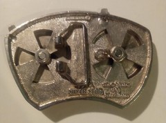 DJ Turn Tables Spinning Belt Buckle Silver Star Originator Vintage Made in USA