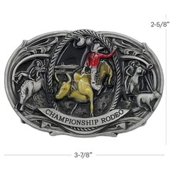 Championship Rodeo Bull Wrestling Belt Buckle Enameled