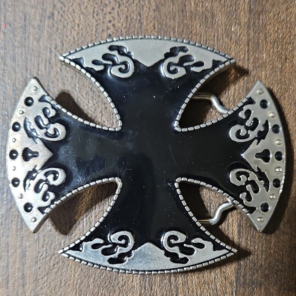 Black Silver Metal Belt Buckle Cross Antique Finish Interchangeable Men&rsquo;s