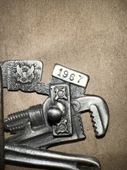Plumber Metal Belt Buckle Red Blue Antique Finish Vintage Occupational 1967