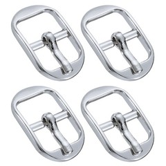 4Pcs 0.51&Prime; Single Prong Belt Buckle Oval Center Bar Buckle for Belt Silver White