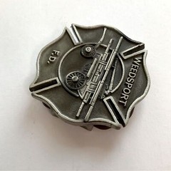 WEEDSPORT (NY) Fire Department Belt Buckle Pewter USA 🇺🇸 Vintage 1978