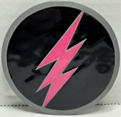 Lightning Bolt Belt Buckle Black Pink PEWTER 2002 NOS Great American Products