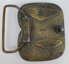 Vintage Budweiser Beer Budman Distressed Brass Tone Metal Belt Buckle 1976