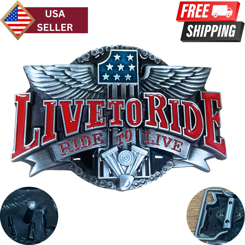 Live To Ride Ride To Live Number 1 Wings Belt Buckle Antique Hebillas Vaqueras