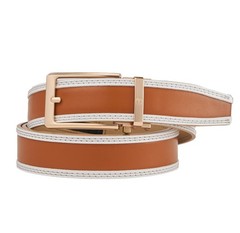 Tonywell Men&rsquo;s 32&Prime; to 45&Prime; Waist Available, Brown/White Belt Gold Buckle