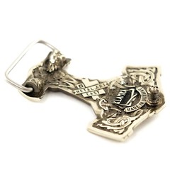 Thor&rsquo;s Hammer German silver belt buckle, Scandinavian Viking Mjolnir belt buckle