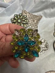Huge Vintage Lot Of Eight Belt Buckles with Stones, etc AS IS See Description