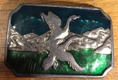 Flying Duck Design Silvertone Finish Belt Buckle