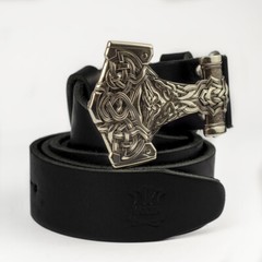 Thor&rsquo;s Hammer German silver belt buckle, Scandinavian Viking Mjolnir belt buckle
