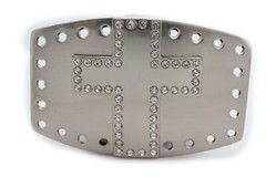 Men Buckle Silver Metal Texas Cross Cowboy Western Bling Fashion Accessory Jeans