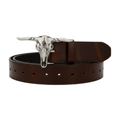 Men Western Fashion Silver Metal Big Belt Buckle Long Horn Texas Cow Bull Skull