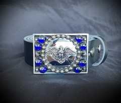 Eagle Americana Industrial Mirror Blue Balls Belt Buckle OOAK Darren McNeese