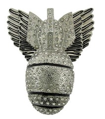 Grenade Belt Buckle US Military Memorial Veteran Day Wings Silver Iced Style New