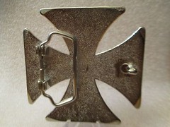 NEW RHINESTONE EMBELLISHED IRON CROSS BELT BUCKLE 3 X 3 VIC-THOR1