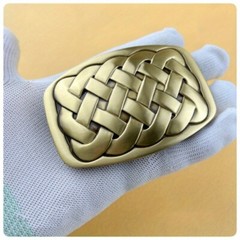 1pc Heavy-duty Solid Brass Belt Buckle 3.5 X 2 Inches Retro Woven Pattern Design