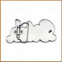 White Belt Buckle METAL BITCH Flat Rings Western Denim Belt Buckle Pewter Finish