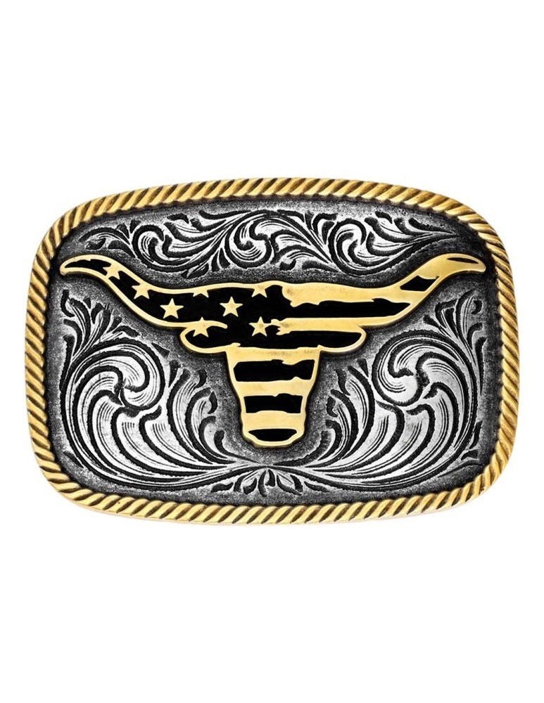 Montana Silversmiths Belt Buckle Adult Patriotic Silver Gold A1054P