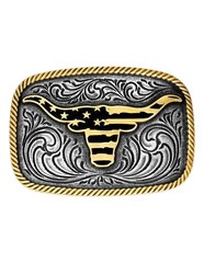 Montana Silversmiths Belt Buckle Adult Patriotic Silver Gold A1054P