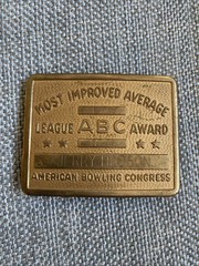 VTG Most Improved Gold Tone Metal Belt Buckle ABC American Bowling Congress