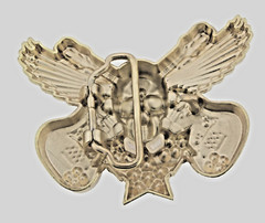 Skull Belt Buckles Gold Metal Vintage Halloween Party Music Guitars Rhinestones