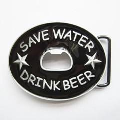 Save Water Drink Beer Black Enamel Metal Novelty Belt Buckle